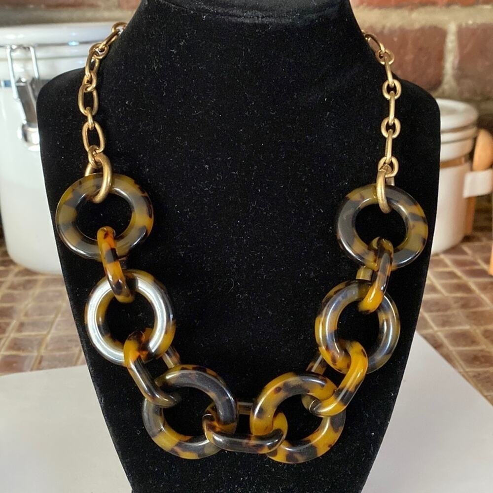 J.‎ Crew leopard and gold link contemporary statement collar necklace